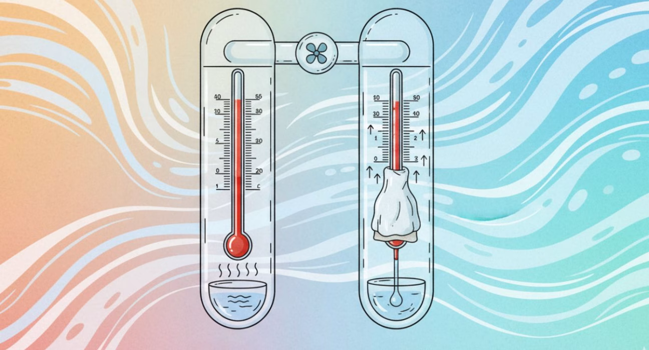почему температура влажного термометра ниже, чем сухого