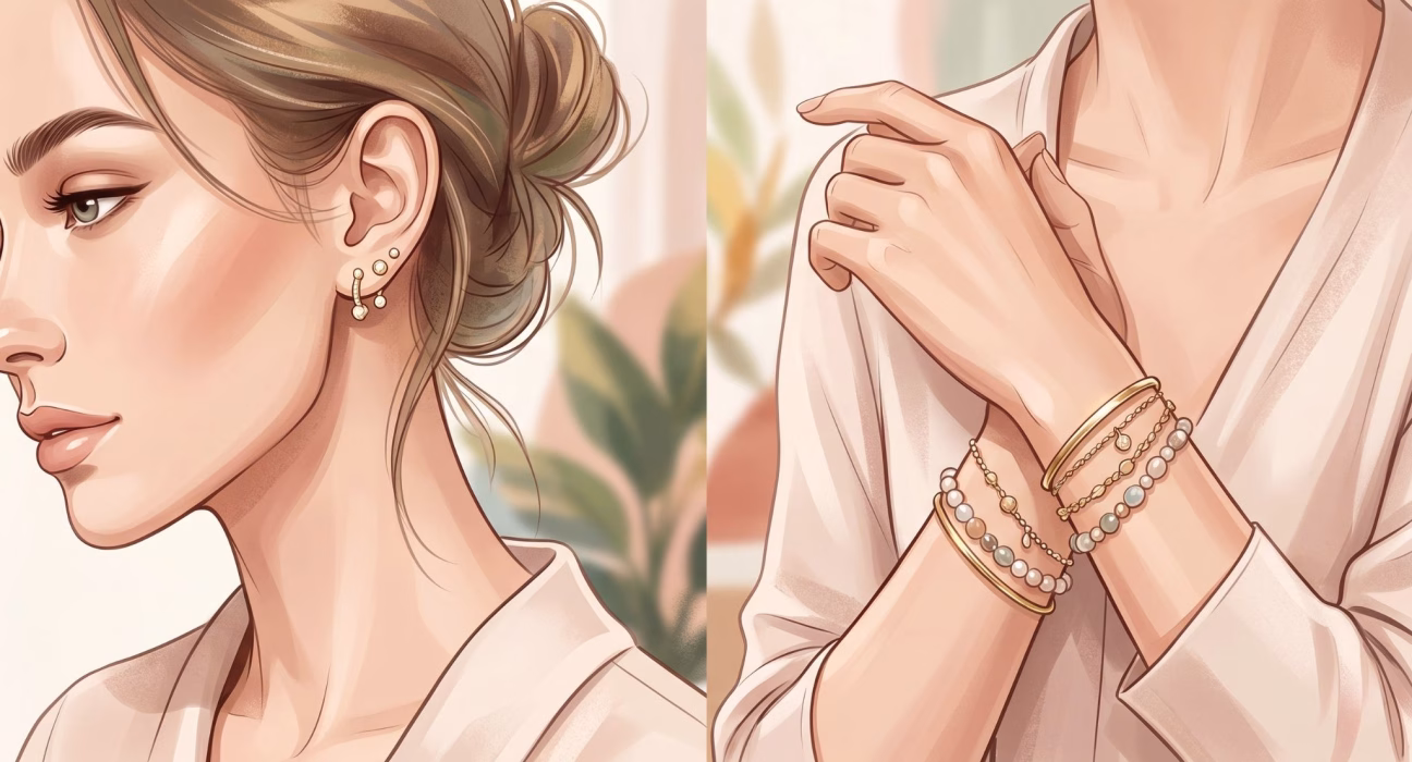 как правильно сочетать серьги и браслеты в одном аутфите